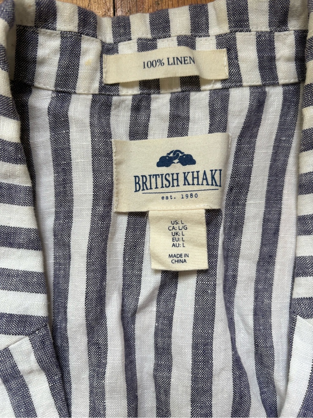 British Khaki 100% Linen Striped Blazer - Picture 3 of 9